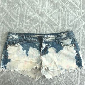 Tie dye denim shorts